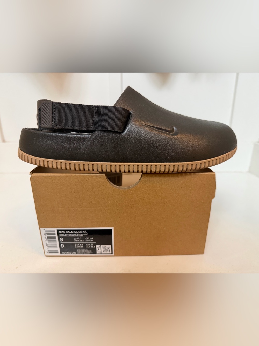 Nike Calm Mule NA Slip-On Velvet Brown & Hemp Men's US 8 UK 7 New With Box
